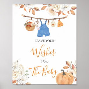 Boy Clothes Pumpkin Baby Shower Leave Your Wishes Poster