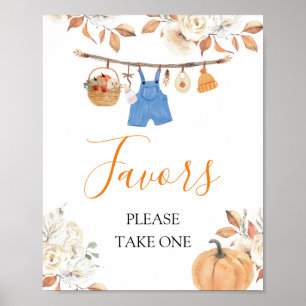 Boy Clothes Pumpkin Fall Baby Shower Favours Poster