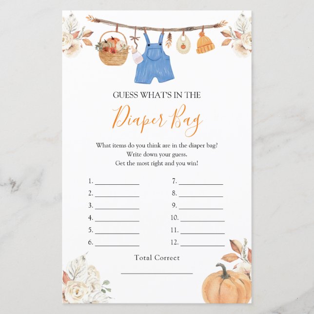 Boy Clothes Pumpkin Fall What's in Diaper Bag (Front)