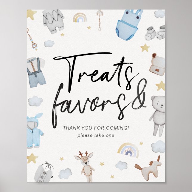 Boy Clothes Stars Baby Shower Treats & Favours Sig Poster (Front)