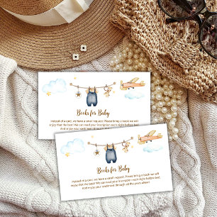 Boy Clothesline Airplane Books For Baby Shower Enclosure Card