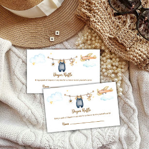 Boy Clothesline Airplane Diaper Raffle Baby Shower Enclosure Card