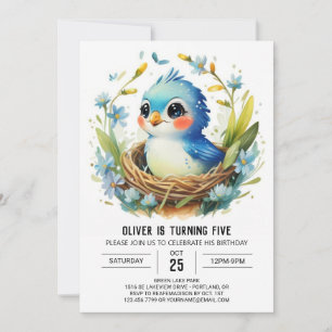 Boy Colibri Into the Woods Bird Birthday Invitation