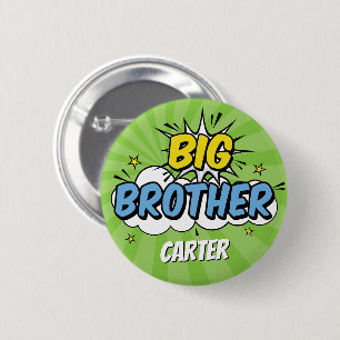 Boy Comic Book Superhero Baby Shower Big Brother 6 Cm Round Badge