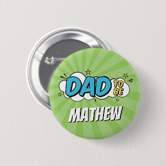 Boy Comic Book Superhero Baby Shower Dad 6 Cm Round Badge