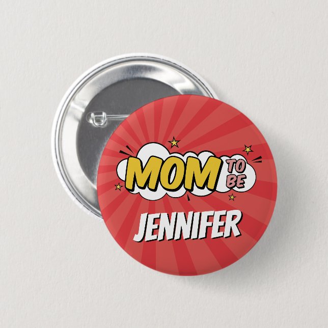 Boy Comic Book Superhero Baby Shower Mum 6 Cm Round Badge (Front & Back)