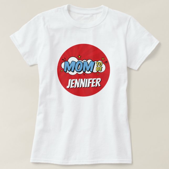 Boy Comic Book Superhero Baby Shower Mum T-Shirt (Design Front)