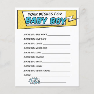 Boy Comic Book Superhero Shower Wishes for Baby