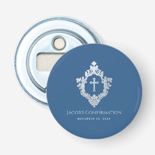Boy Confirmation Favours Classic Blue Vintage Cres Bottle Opener
