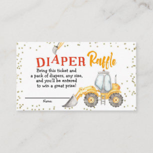 Boy Construction Yellow Truck Diaper Raffle Enclosure Card
