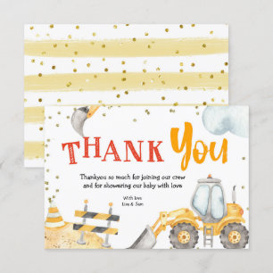 Boy Construction Yellow Truck Thank You card