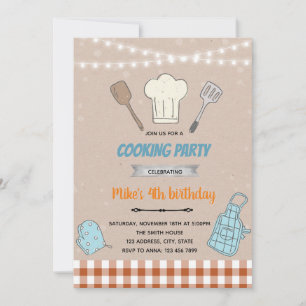 Boy cooking theme invitation