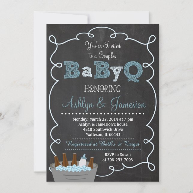 Boy Couples BabyQ BBQ Baby Shower Invitation (Front)