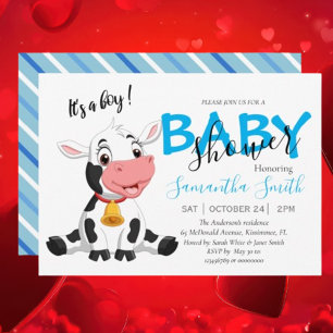 Boy cow Baby Shower Announcement