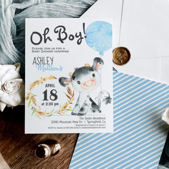 Boy Cow Baby Shower Farm Invitation (Creator Uploaded)