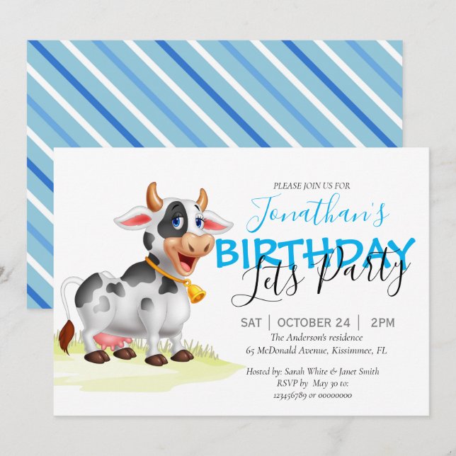  Boy Cow party  invitation (Front/Back)