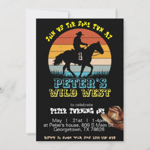  Boy Cowboy Birthday Invitation, Editable My 1st  Invitation