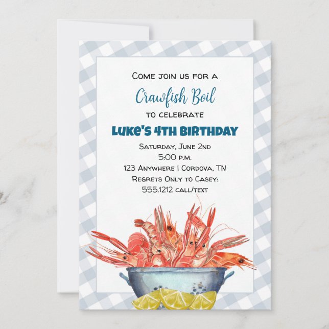 Boy Crawfish Boil Birthday Invitation (Front)