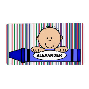 Boy Crayon School Supply Label