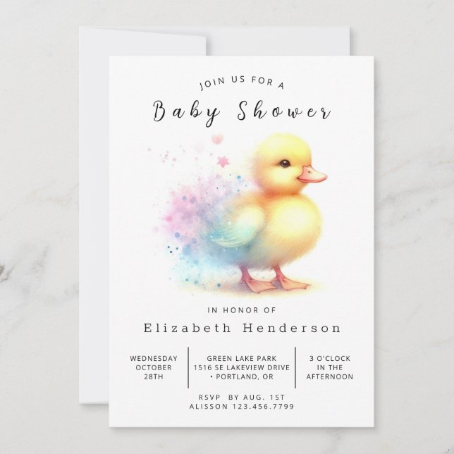  Boy Custom Duck Baby Shower Invitation (Front)
