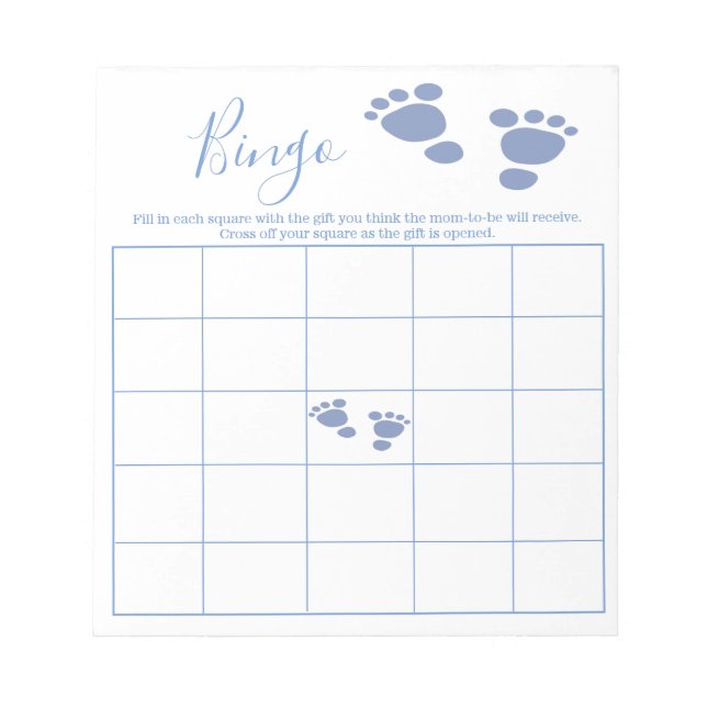 Boy Cute Baby Blueprint Baby Shower Bingo Game Notepad (Front)