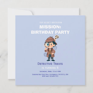 Boy Cute Detective Birthday Invitation