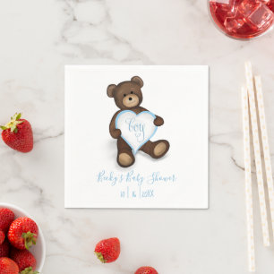 Boy Cute Vintage Bear Stuffed Animal Napkin