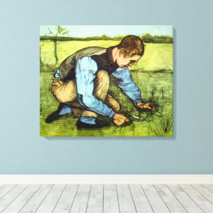 Boy Cutting Grass with Sickle by Vincent van Gogh Canvas Print