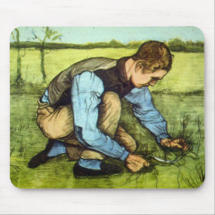 Boy Cutting Grass with Sickle by Vincent van Gogh Mouse Mat