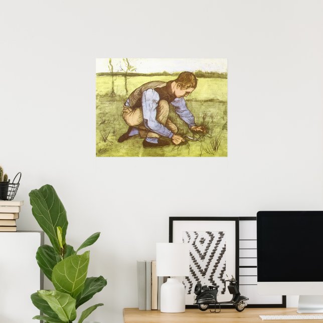 Boy Cutting Grass with Sickle by Vincent van Gogh Poster (Home Office)