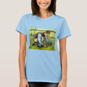 Boy Cutting Grass with Sickle by Vincent van Gogh T-Shirt