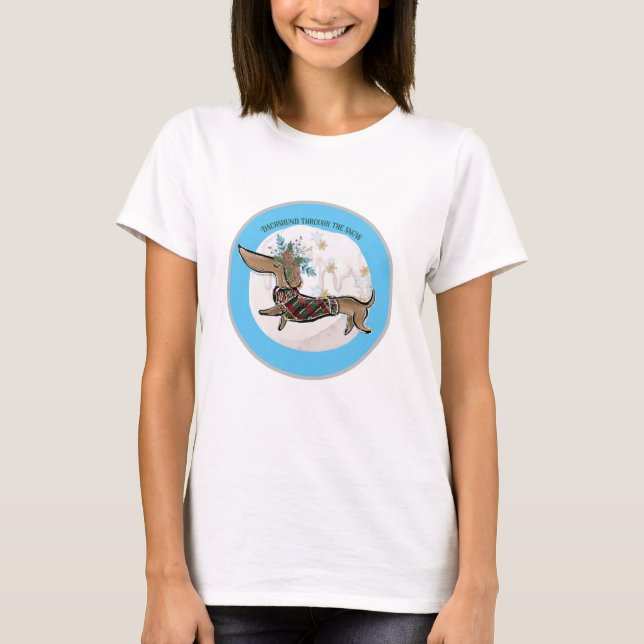 Boy Dachshund Through The Snow T-Shirt (Front)