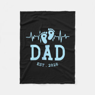 Boy Dad Est 2026 New Daddy Baby Expecting First Fa Fleece Blanket