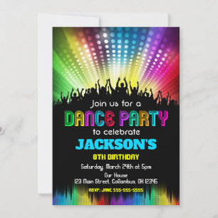 Boy Dance Party Birthday Invitation