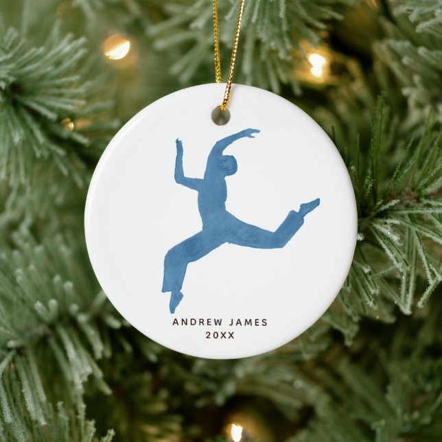 Boy Dancer Personalised Name Christmas Ceramic Tree Decoration (Tree)