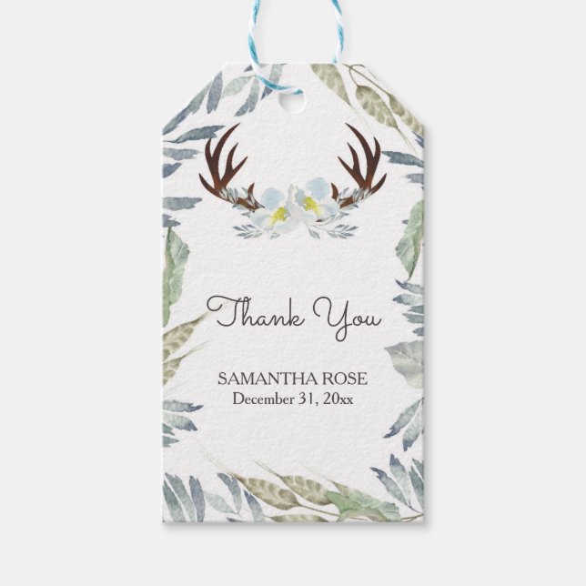 Boy DEER ANTLER Favour Tag (Front)