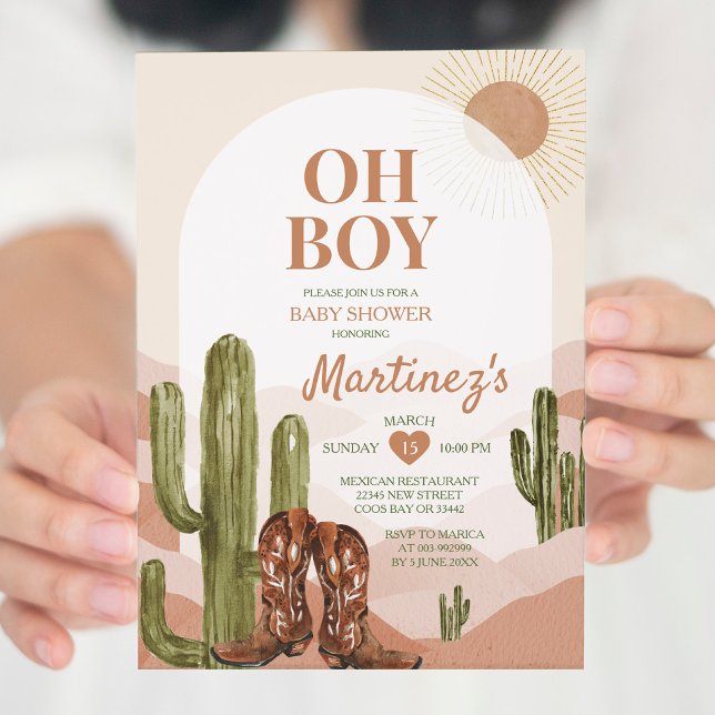 BOY Desert Texas baby shower southwestern cactus Invitation (Creator Uploaded)
