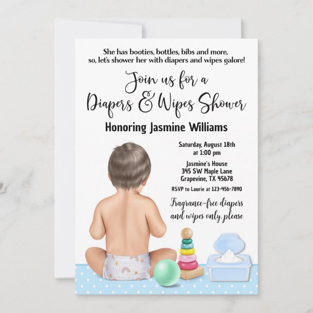 Boy Diaper Shower Invitation (Front)