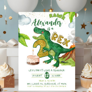 Boy Dinosaur 2-rex birthday Invitation