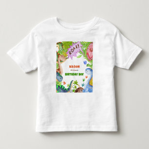 Boy Dinosaur 4th Birthday Invitation Toddler T-Shirt