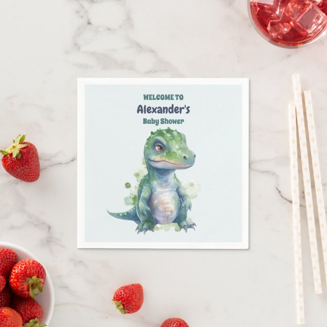 Boy Dinosaur Baby Shower Napkin (Insitu)