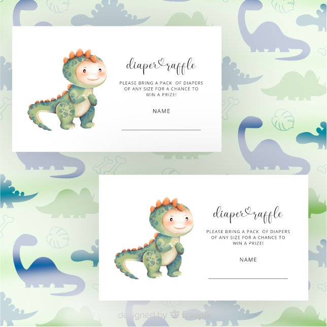 Boy dinosaur diaper raffle  enclosure card (Creator Uploaded)