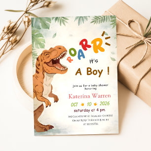 Boy Dinosaur Dino Baby Shower Invitation