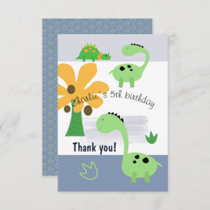 Boy Dinosaur Jurassic Birthday Party Thank You Card