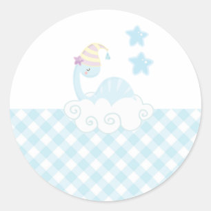Boy Dinosaur Sleeping   Classic Round Sticker