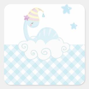 Boy Dinosaur Sleeping   Square Sticker