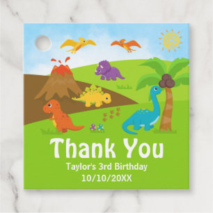 Boy Dinosaurs Birthday Party Thank You Favour Tags