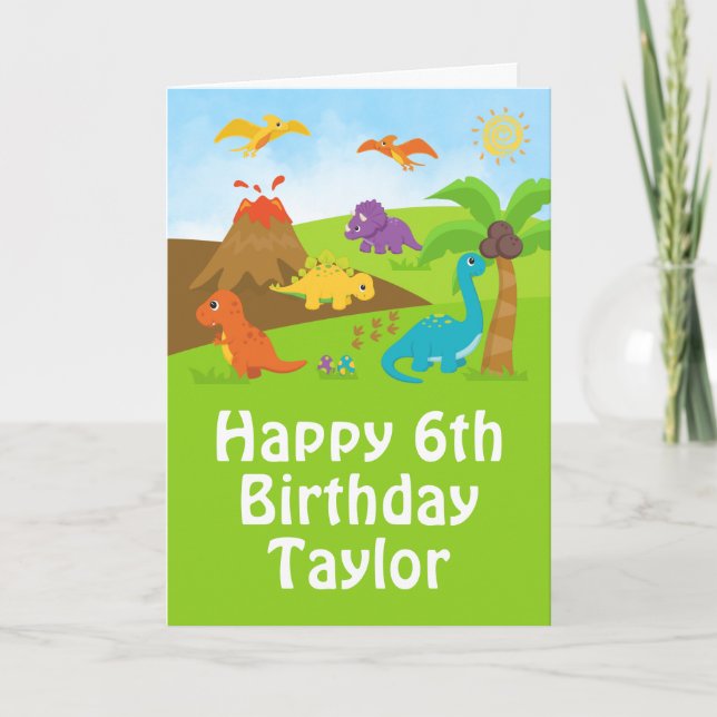 Boy Dinosaurs Happy Birthday Card (Front)