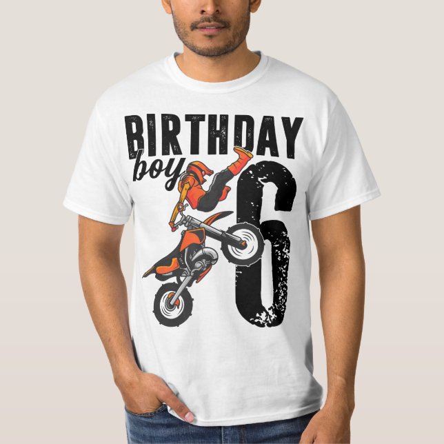 Boy Dirt Bike 6th Birthday Party Motocross 6 Years T-Shirt (Front)