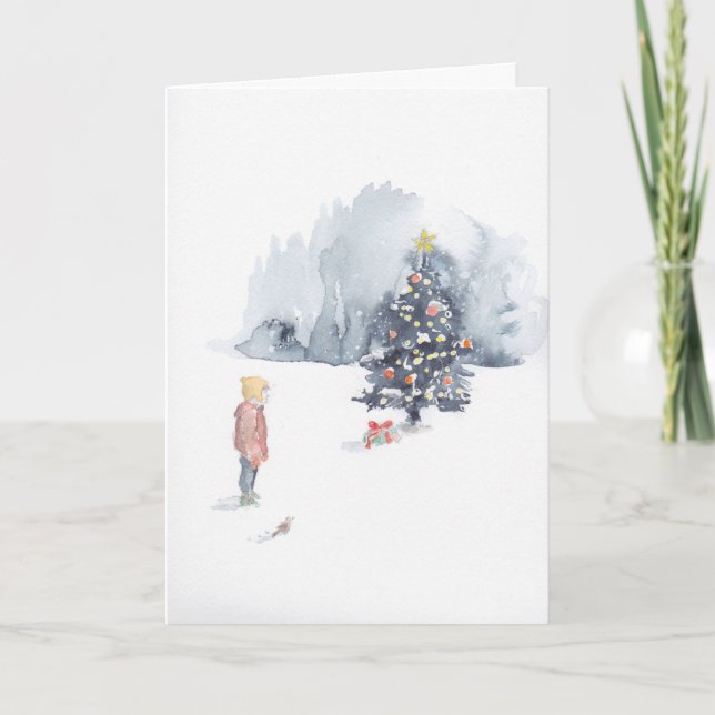 Boy Discovers Tree Note Card (Front)